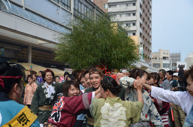 吉原祇園祭(通称:おてんのさん)が始まりまりました。<br />都合で長時間見ることができません。<br />本町通りから東本通りへ…。15時過ぎから女神輿が始まります。<br /><br />300年余りに渡って親しまれてきた、吉原祇園祭。通称「おてんのさん」と呼ばれ京都の祇園祭の流れを汲み、悪霊、疫病を退散させる祈りが、祭の形となって受け継がれてきました。<br />参加町内は旧町名で行われ、旧吉原宿周辺の木之本神社・天神神社（天満宮）・八坂神社・八幡神社（八幡宮）・山神社の五社の氏子25町内で、各町内が飾り立てた21台の山車の引き回しや、各神社の神輿が練り歩きます。 <br /><br />★富士市役所のHPです。<br />http://www.city.fuji.shizuoka.jp/<br /><br />★吉原商店街振興組合のHPです。<br />http://yoshiwara-shoutengai.com/<br /><br />＝昨年(2014年)の私の旅行記です。＝<br />・吉原祇園祭 2014.06.14-15 =1.祭りの朝(散歩)=<br />https://ssl.4travel.jp/tcs/t/editalbum/edit/11022506/<br /><br />・吉原祇園祭 2014.06.14-15 =2.女神輿=<br />http://4travel.jp/travelogue/10898490<br /><br />・吉原祇園祭 2014.06.14-15 =3.木遣り道中=<br />http://4travel.jp/travelogue/10898521<br /><br />＝一昨年(2013年)の私の旅行記です。＝<br />・吉原祇園祭　２０１３．０６．０８　=１．山車編=<br />http://4travel.jp/travelogue/10782743<br /><br />・吉原祇園祭　２０１３．０６．０８　=２．女みこし編=<br />http://4travel.jp/travelogue/10782782<br /><br />・吉原祇園祭　２０１３．０６．０８　=３．宮太鼓編=<br />http://4travel.jp/travelogue/10782793