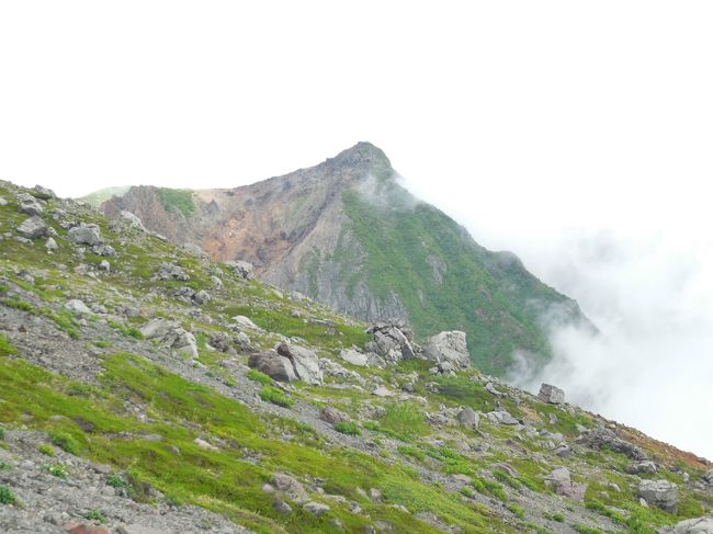 3泊4日の那須温泉湯治の初日<br />黒磯駅で天気が良かったので、茶臼山登山に。　　<br />梅雨の時期なので、霧の多い茶臼岳でしたが、霧が晴れたり霧に隠れたりする景色を楽しみました。<br />　　<br />降り専門のアライグマの湯が、今回は、登ります。<br />　　　　　　　<br />企画：あらいぐま観光合名会社　　　<br />プラン名：3泊4日４万円未満で行く破格の豪華源泉掛け流し温泉湯治（濁り湯も透明泉も）　　<br />４日間の見どころ：源泉掛け流しの湯を満喫、素晴らしい景色、森林浴、有名観光地、グルメ、個室泊　　　<br />参加者持ち物：金４万円、飲み物、初日お昼･保存食少々･登山も可能な服装等（安全第一）　　　<br />詳細旅程：当日朝の天気で決定