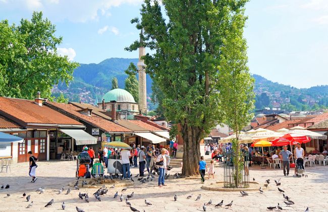ボスニア・ヘルツェゴビナの首都・サラエボは、今回の旅の最終訪問地。大きな期待は持たず訪れたのですが、足を踏み入れると、かつてオスマン・トルコやオーストリア・ハンガリー帝国等の支配者たちの文化の影響を受けてきたために、様々な歴史的な建造物や宗教施設が残っていて、モスクと教会が同居する不思議で興味深い町だということがわかりました。<br /><br />ただ残念なことに観光情報が少なく、どこを見て歩こうと迷っていると、思いがけず、『食べて、祈って、恋をして』というウォーキングツアーに参加することに・・・恋はしませんでしたが、とても印象に残る数時間を過ごすことができました♪