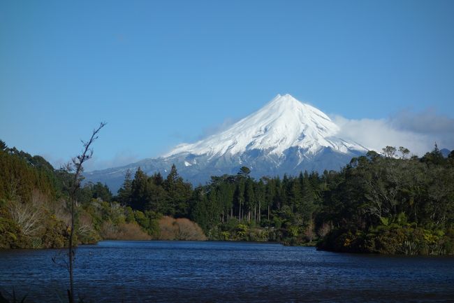 んんっ？富士山と芦ノ湖？？<br />いえいえ、ニュージーランド北島のタラナキ山です。<br /><br />7月のニュージーランドは冬。冬のニュージーランドドライブは雪の心配があるので、北島をドライブしよう〜、ということとなり、真夏の暑い日本を脱出し、そんなに極寒ではないニュージーランド北島でのんびりすることにしました。<br />2006年に北島のカウリコーストやコロマンデル半島をドライブしたので、今回は北島の南側へ行ってみることにしました。<br />日本人としては、一度は富士山に似た山のタラナキ山を見てみたくて、まぁ、富士山と同様、お天気次第だからダメもとで行ってみたら無事に拝むことができて、とてもラッキーなドライブとなりました。<br />あとはスーパーをめぐってマヌカハニーを買ったり、カフェでコーヒー飲んだりと、ノープランでグダグダ旅となりました。<br /><br />成田からオークランドまでの道のりはチャイナエアラインで22時間かけて到着。<br />http://4travel.jp/travelogue/11036495<br /><br />到着日は夕方にオークランド空港に到着したので、レンタカーの手続きとsimの手続きだけして空港近くのホテルに宿泊し、2日目はタラナキ方面へ向かい、3日目はマーティンボローまでドライブしました。<br />オークランドからマーティンボローまでの道のりは結構遠かった〜！<br /><br />---------------------------<br />今回の旅程は<br />7/17　成田発<br />7/18　オークランド(空港周辺)泊<br />7/19　Stratford泊<br />7/20〜22　Martinborough　3泊<br />7/23〜24　Napier　2泊<br />7/25　Mount Maunganui泊<br />7/26  夜の便に乗り機内泊<br />7/27　成田着<br /><br />------------------------<br />総合的にお世話になったサイト<br />日刊ニュージーランドライフ　さん<br />http://nzlife.net/<br />観光も含めＮＺの日常ネタわかるので、とてもいい情報ありがとうございます♪<br />------------------------<br />タラナキのインフォメーション<br />http://www.doc.govt.nz/parks-and-recreation/places-to-go/taranaki/places/egmont-national-park/north-egmont-area/<br /><br />http://www.doc.govt.nz/parks-and-recreation/places-to-go/taranaki/<br /><br />-----------------------<br />ニュープリマス<br />http://visitnewplymouth.nz/<br />-----------------------<br />ＮＺ＄1＝約81円でした。<br /><br /><br /><br /><br /><br />