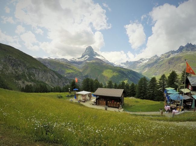 今年は７月に休みが取れそう…。なら、花が咲き誇る中で山歩きができるかも！のスイスで決定。<br />列車にも乗りたいし、ハイキングもしたい、でも語学力が…ということでＪＴＢの添乗員さん同行のツアーにしました。<br /><br />２日目：ルツェルン散策、ブルエンツ湖クルーズ<br />３日目：ユングフラウヨッホ観光とハイキング<br />４日目：アーレ渓谷ウォーキングと氷河特急<br />５日目：マッターホルン観光とハイキング<br />６日目：モンブラン観光<br /><br />その①は2・3日目、その②は4日目以降の旅の記録です。