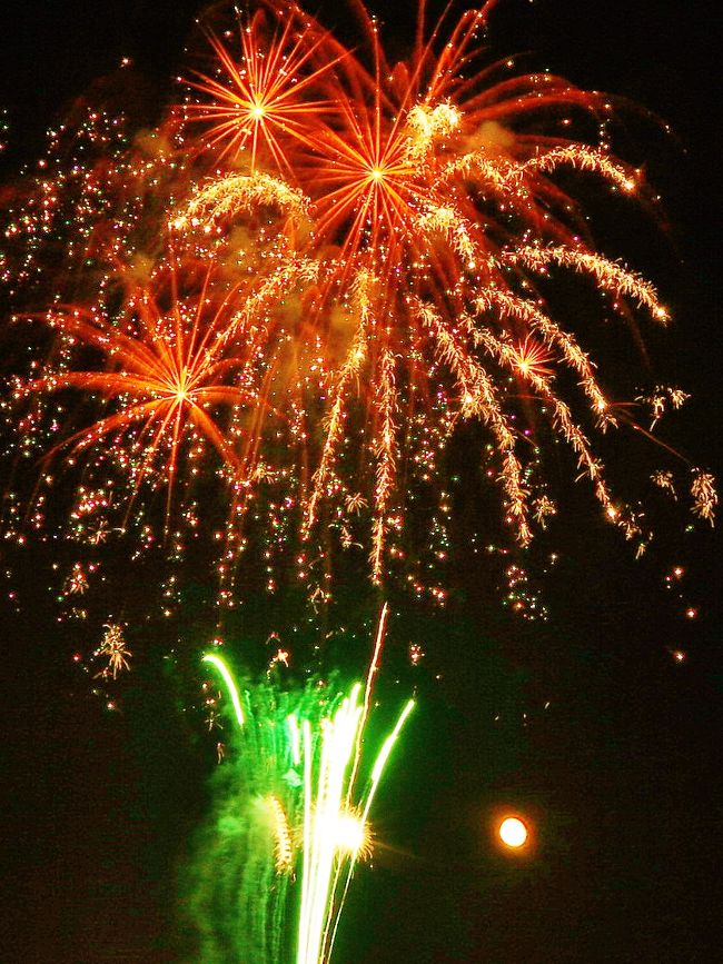長岡大花火大会 ・・・長岡まつりは、新潟県長岡市で開催される祭である。<br />花火大会の始まりはこれとは別で1879年9月14日と15日の2日間、千手町八幡様の祭りに花火350発を打ち上げられたのが始まりと言われている。その後、本格的な花火大会となったのは1906年からであり現在の「長岡まつり」という名称になったのは1951年のことである。<br />新潟県長岡市長生橋下流信濃川河川敷 <br />打ち上げ数　　20000発（2日間の合計）発 <br />主催　　長岡市、長岡まつり協議会 <br /><br />新潟県内の片貝まつり浅原神社秋季大祭奉納煙火（小千谷市片貝町）、ぎおん柏崎まつり海の花火大会（柏崎市）と併せて越後三大花火と言われる。県内では、その開催場所からそれぞれ「川の長岡」「山の片貝」「海の柏崎」と表現することが多い。長岡の正三尺玉片貝の四尺玉というかたちで落ち着いている。<br />日本三大花火大会の一つでもある。日本三大花火とは言えども長岡の花火は大曲・土浦と比べ「花火を競う」のではなく先述の様に長岡空襲や中越地震など自然災害といった慰霊・復興を表す為の花火大会である。<br /><br />仕掛花火・・複数の花火を利用するなど作為的に仕掛けを施した花火。<br />スターマイン・・速射連発花火。打上花火の玉や、星、笛等を順序よく配置し、速火線で連結し、高速で次々と連続して打ち揚げるもの。これらの制御にパソコンや電子式リレーを多用しているものは「デジタルスターマイン」などと呼ぶことがある。<br />スターマイン・大スターマイン・・一般的なスターマインである。打ち上げられる玉の大きさ、数、時間などによりランク分けされている。<br />ベスビアス大スターマイン・ベスビアス超大型スターマイン<br />基本的には上記のスターマインと同じだがその規模が大きく上回っており、打ち上げには数分を要する。1960年にスタート。名前の由来はベスビアス火山。<br />ワイドスターマイン<br />5箇所から5色のスターマインを同時に打ち上げ、正面からは花火の壁のように見える。1996年にスタート。<br />ミラクルスターマイン<br />2箇所から斜めに打ち上げられたスターマインが空中で交差する。「BIG X」とも呼ばれる。1998年にスタート。<br />（フリー百科事典『ウィキペディア（Wikipedia）』より引用）<br /><br />長岡まつり　については・・<br />http://nagaokamatsuri.com/<br /><br />日本の花火百科については・・<br />http://japan-fireworks.com/basics/menu.html