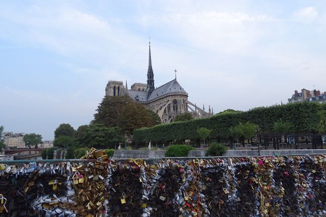 　お正月に子供達が帰って来た時、今年の夏みんなでフランス旅行はどうかなと誘うと、二つ返事でOKでした。目的は姪が結婚しフランスに住んでおり、約2年ぶりの再会と家内が結婚した時の夢であった家族でのスイスハイキングです。<br /><br />日程<br />(1) 8月 8日（土）成田発12時00分 → 16時10分着　モスクワ 18時45発　〜パリ着　21時40分　<br />(2) 8月 9日（日）パリ観光（ベルサイユ宮殿他）　　　　＜パリ泊＞<br />(3) 8月10日（月）モンサンミッシェル観光　　　　　　　　＜パリ泊＞<br />(4) 8月11日（火）姪の自宅ベルネー、オンフルール　　＜パリ泊＞<br />* (5) 8月12日（水）移動（パリ　→　グリンデルワルト）＜グリンデルワルト泊＞<br />(6) 8月13日（木）ハイキング、ユングフラウヨッホ　　＜グリンデルワルト泊＞<br />(7) 8月14日（金）ハイキング他　　　　　　　　　　　　　＜グリンデルワルト泊＞　<br />(8) 8月15〜16日（日）　チューリッヒ発13時25分　→　17時50分着　モスクワ　19時00分発　　→　成田着　翌16日10時35分<br /><br />　8月12日（水）今日でパリともお別れです。<br /><br />　今朝も私一人で朝の散歩に行き、一昨日行けなかったノートルダム寺院に行きました。<br />パリからスイスへの移動は飛行機か電車か迷いましたが、フランスの新幹線TGVにしました。<br /><br />パリ発　10:23　〜　13:26着バーゼル　13:59発　〜　15:57着ｲﾝﾀｰﾗｹﾝｵｽﾄ16:05発　〜　16:39着グリンデルワルト<br /><br />