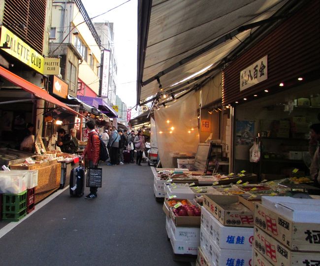 今年が最後だという東京の築地市場は、「行く気になればいつでも行ける」と思っていた為一度も足を踏み入れたことがありませんでした。<br /><br />テレビの正月番組『いよいよ今年が最終イヤー』という放送を見たのを機に、予定を組んで初めての築地観光に出かけました。<br /><br />朝の早い市場に行く為、午前零時に静岡駅を出発する日本一短い距離を走る夜行バスで東京に行きました。<br /><br />メトロの一日乗車券(600円)を買い、築地駅までやってきました。<br /><br />あてもなくぶらぶらしても埒が明かないと思い、テーマを決めて散策する為にテレビ番組で紹介された店を訪れることにしました。<br /><br />---------------------------<br /><br />静岡駅から高速バスに乗って築地に至るまでの記事はこちらです。<br /><br />高速バスで行く、東京・築地(1)<br />http://4travel.jp/travelogue/11002075<br /><br />テレビで紹介されると尋常ならざる行列ができてしまうという記事はこちらです。<br />高速バスで行く、東京・築地(2)<br />http://4travel.jp/travelogue/11002925<br /><br />目を付けていた店の行列に並びお料理を戴いた記事はこちらです。<br />高速バスで行く、東京・築地(3)<br />http://4travel.jp/travelogue/11043454<br /><br />さぁ、腹ごなしに場外も見学に行きましょう。