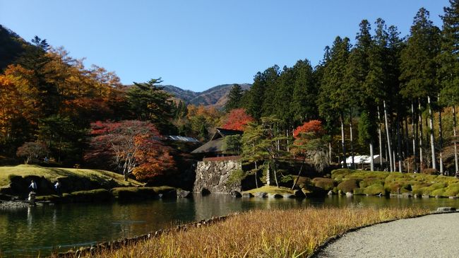 今年の紅葉狩りは　御朱印巡りもかねて古峯神社周辺に決めました<br />圏央道が東北道とつながったので　いつもの「外環自動車道」は利用せずにドライブしました<br />関越道〜圏央道〜東北道のコースです　　鹿沼ICからはおおよそ40分〜50分でつきます<br />途中　圏央道に新しくできた　Pに立ち寄り(上下線とも一緒のP)お買い物の下調べをしました<br />お昼時に現地に到着　神社内で食事ができるので社務所でお願いします<br />この時に　御朱印も頼みました　古峯神社の御朱印は　見開きで頂けます<br />食事の後は　モミジのきれいな「古峯園」の散策をしました<br />早生種の木々は終わっていましたが　まだ　とてもきれいです<br />散策の途中で　峯松庵でお抹茶のセットを頂きました<br />帰路は　途中から山に少し入り　「大芦渓谷」の紅葉のきれいな橋の白井平橋まで行き　戻りました　<br />紅葉真っ盛りの上流まで走りたかったのですが　道が狭いのと　駐車場があまりないらしいのでやめてしまいました<br />自宅へは　同じルートで戻りました　