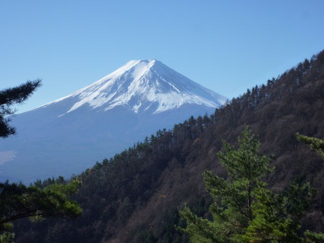 天気予報をみると晴マーク！<br />富士山を観るため始発に乗って<br />山梨の三つ峠に向かいました<br /><br />予報通り天気がよく絶好のハイキング日和でした<br />ただ、計画が無謀で縦走距離が長かったので大変でした<br /><br />というのは、最初の計画だと<br />富士急行「河口湖駅」から登山口まで<br />バスで行こうとしたのですが<br />天気が良いので「三つ峠駅」で途中下車して<br />ここからスタートしたのでした。<br /><br />今回のルートの2/3ぐらいが日帰りだと調度良いようです<br />