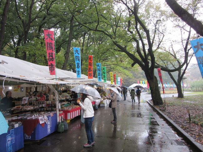 全国大陶器市は、あちこちの公園等で定期的に開催されています。<br /><br />今回、都立小金井公園で開催されました。<br />たまたま欲しい陶器もあり、また運良く（主催者にとっては運悪く）天気もいまいちだったので<br />空いていると思い訪問しました。<br /><br />おかげさまで、ゆったりと買い物出来ましたが<br />快晴の日は、きっと大賑わいするのだと思います。