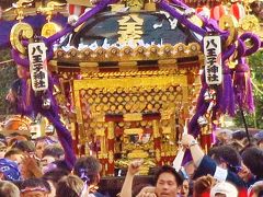 下総三山の七年祭り3/5 八王子神社の神輿渡御 ☆花笠・印半纏のまつり衣装で