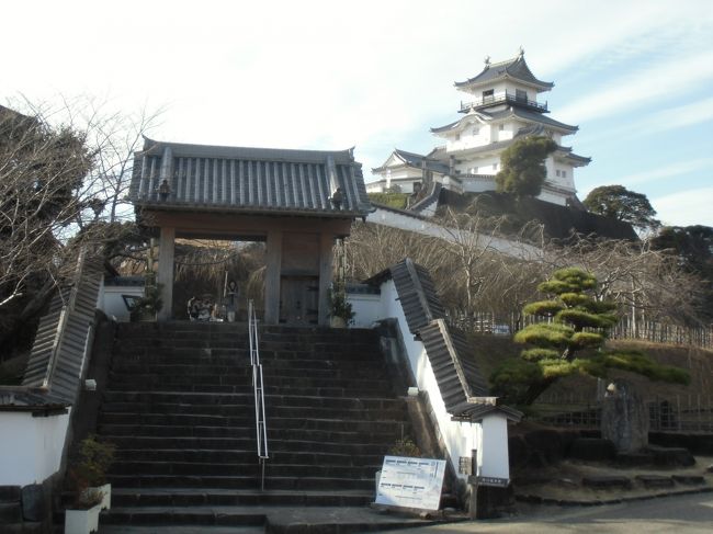 毎年、袋井の法多山 尊永寺にご祈祷してもらいに出かけています。<br />ここは高野山真言宗に属し厄除観音として知られているので　まだまだ　すごい人でした。<br /><br />ここまで来て　帰るのもつまらないので　今回は隣の市にある掛川城に寄ってみました。<br />天守閣は平成六年に140年ぶりに木造で再建されました。<br />掛川城には山内一豊が思い浮かびます<br /><br />掛川城御殿は重要文化財になっています。<br /><br />二の丸茶室では将棋の第６５期王将戦をやっており　入れませんでした。<br /><br />前回は時間がなく　門まででしたが　ゆっくり見る事が出来ました。<br />次回は桜の時期に来たいですね。<br /><br />