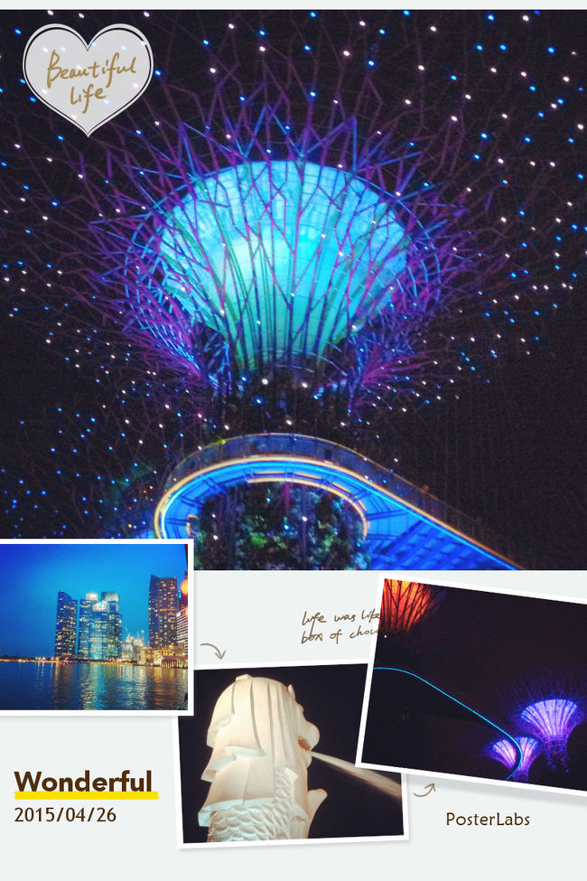 ２０１５年の今年が建国５０周年の節目のシンガポールに、初めて行きました。<br /><br />行程<br />４月２４日　ＮＨ８０１　１８：０５　成田発<br />４月２５日　００：１５　シンガポール着<br />　　　　　　マリーナ地区観光　夜景ツァー<br />４月２６日　市内散策　大聖堂　ラッフルズホテル　等<br />４月２７日　ＮＨ８０２　　５：５０　シンガポール発<br />　　　　　　１４：００　成田着<br /><br />主な観光<br />マーライオン、マリーナ・ベイ・サンズ、リバー・クルーズ、<br />ガーデンズ・バイ・ザ・ベイ光のショー、ラッフルズ・ホテル<br /><br />次回出掛けたい所<br />シンガポール・フライヤーセントーサ島、水族館、植物園などに<br />加えて、我々の世代には馴染みのタイガーバーム縁の公園にも行って見たいですね。