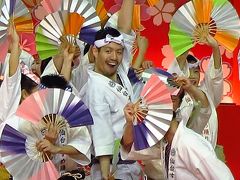 ふるさと祭り-1　仙台すずめ踊りa  　スタンド席　視点　 ☆笑顔楽しく躍動的に