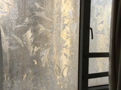 寒い上海！室内で結露が凍ってます！！
