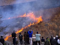 4度目の正直か、秋吉台の春の風物詩山焼きを見に行きました