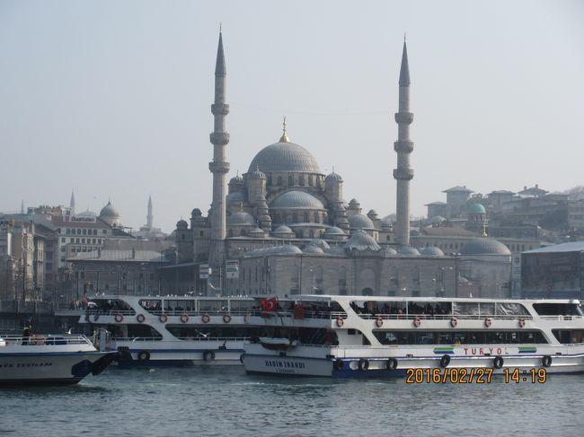 トルコ周遊ぐるり旅も現地での最終日を迎えました。フライトが夜間なので昼間は観光が続きます。ホテルのビュッフエでの朝食後はフリーで午前中を過ごしました。チエックアウトは特別に１３時までＯＫです。<br />午後はボスポラス海峡の貸し切りクルーズを楽しみました。アジア側とヨーロッパ側の両方が一望できます。海峡に吊り橋が有りました。日本のＩＨＩが製作したとのことです。港は観光客でとても賑わっています。なんと、「サバサンドイッチ」の試食（無料）が有ります。本当のサバがサンドイッチされています。観光客は並んで提供を受けています。<br />結構おいしかった。写真をご覧ください。「リュステムパシャモスク」に入場観光。「エジプシャバザール」をフリーで散策してレストランで夕食。その後空港に向かいました。<br /><br />写真は海峡から観た「ブルーモスク」・・・モスクは数多く有ったので正直 ？？？ 記憶の残るのは「ブルーモスク」だけ？<br /><br />旅行記の番外編があります。　続きを寄稿しますのでご覧になって下さい。