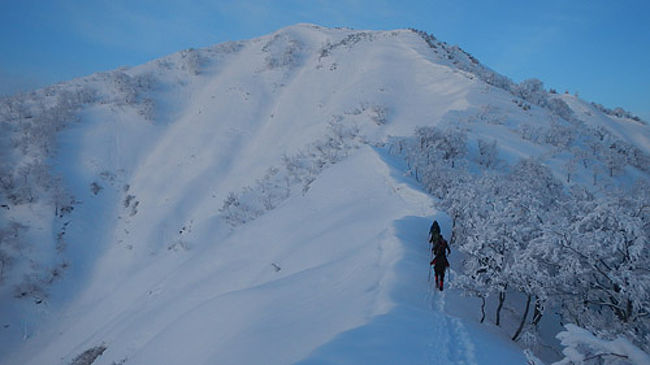 4年前から計画しては天候不順のため、行く前に断念していたタカマタギ山・日白山。今年こそはと、仲間も新たに計画し、ついに登頂することが出来ました。<br /><br />早朝発だとスキー車とかち合い渋滞に巻き込まれると考えたため、前日入りをすることにしましたが、土樽のステビバは既に2パーティー入っていて結構な混みよう。ウチラの後にも1組来たようだが外でテント泊していたようだ。意外に人気で驚きました。<br /><br />2日間たっぷり雪稜を堪能できて、間違いなく今シーズン1番印象に残る山になりました。そして下山時には雪洞、イグルーで泊まった経験深い方の登山スタイルを見て、来年は自分もやってみたいと思いました。<br /><br />コースタイム<br />1日目：5時間5分（休憩25分）<br />毛渡橋左折後の橋の下7:05〜9:45/1020m棒立への尾根取り付き9:50〜11:40棒立山12:00〜12:10棒立山鞍部泊<br /> <br />2日目：7時間40分（休憩1時間40分）<br />泊棒立山鞍部5:45〜5:55棒立山6:00〜6:05棒立山鞍部（幕営地点）6:20〜6:44タカマタギ山7:00〜7:59日白山7:25〜9:00タカマタギ山9:05〜9:20幕営地（休憩・撤収）10:20〜11:20/1020m付近12:28〜尾根取り付き12:30〜12:50駐車スペース