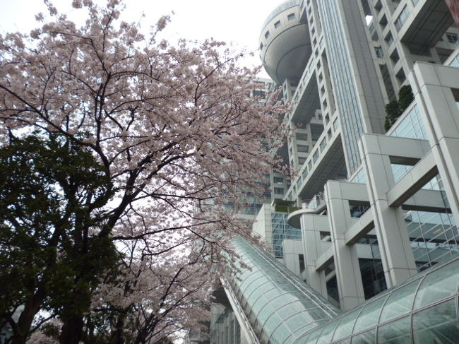 春休みの孫と一緒に東京観光をしました。<br />３日目も孫のリクエストの１つであるお台場のフジテレビに向けて出発しました。<br />スタートは乗り物も東京モノレールに乗って見たいのリクエストで天空橋から乗りました。<br />天王洲アイルで臨海線に乗り国際展示場前、パナソニックセンターのキッズイベントを見学し東京ビックサイトへゆりかもめに乗り台場へ移動しメインのフジテレビの２５階「球体展示場・はちたま」に上ってスタンプラリーに参加してスタジオを見学したりして孫は大喜びでした。<br />その後お台場海浜公園の自由の女神を見てランチタイムをアクアシティで<br />とても美味しいお寿司を食べて再びゆりかもめで新橋に出て<br />銀座線と半蔵門線を乗り継ぎ半蔵門に行き千鳥ヶ淵の花見をしました。<br />最後に靖国神社の大鳥居を見て武道館を横目に見ながら九段下駅から戻りの途に就きました。<br />本日の歩数は19,394歩(13.56km)でした。<br />写真が多くなったので二つに分けました。その№１です<br />前半は孫のカメラ<br />後半が孫を中心とした撮影写真が自分が撮影したものです