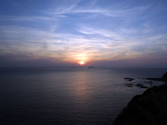 【長崎県】蠣浦(かきのうら)の夕日、大島、道の駅　夕日丘そとめ、2014年4月