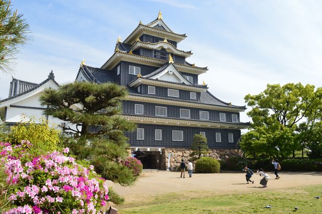 週末に家族と日帰り小旅行をと考えていたところ、<br />JR西日本の「岡山・倉敷ぐるりんパス（こだま用）」に出会い、<br />日帰りで岡山を周遊してきました。<br /><br />これがメチャお得な切符でした。<br />往復新幹線（こだま）指定席と、岡山・倉敷周辺の乗り放題きっぷ、<br />同エリアの主要施設の入場券がセットになって、大阪市内発で８５００円。<br /><br />岡山県では2016年４月から６月まで、<br />「晴れの国おかやまディスティネーションキャンペーン」が開催中。<br /><br />新大阪→岡山が片道で５５００円ぐらい（のぞみの場合ですが）するので、<br />往復だけで元が取れて、<br />しかも岡山城と後楽園で６００円ぐらい、<br />大原美術館の入館料は１３００円、民芸館が７００円、<br />倉敷から児島までバス代が７２０円などがセット。<br />十分にお得に楽しませてもらいました！<br /><br />