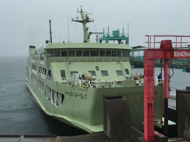 鹿児島鴨池港と垂水港を結ぶ鴨池・垂水フェリー。運航主体の南海郵船はバス会社・鹿児島交通と同じ、いわさきグループの系列会社だ。桜島フェリーと並ぶ、鹿児島と大隅半島を結ぶメイン航路である。そして鹿児島と大隅半島の中心都市、鹿屋の短絡ルートでもあるため、通勤・用務利用が多い航路として、運転頻度も1日29往復と非常に高い。このフェリーの特筆すべき点は、一部の便が路線バスをそのまま載せて運航すること。1日6往復の鹿児島中央駅~鹿屋間バスがそれだ。平成23年の九州新幹線全線開通時に、新幹線効果を鹿屋・大隅地域の活性化に繋げようという目的で運転を開始した。このバスは、九州内のバス乗り放題チケット、SUNQパスが利用できる。SUNQパスを持つとバス路線の他、桜島フェリー等の航路が利用できるが、垂水フェリーは対象外となっている。しかし鹿児島中央駅~鹿屋間バスに乗れば、事実上乗船出来るのだから面白い。なおこのバスは非予約制である。このような形態のフェリー&非予約制の路線バスは他にはない。対象を予約制の都市間輸送バスに広げても、他はスオーナダフェリー(山口県徳山港~大分県竹田津港)&都市間輸送バス「別府湯けむり号」(広島~別府、予約制)ぐらいである。鹿児島側の鴨池港は鹿児島市街地のほぼ中部にある。天文館といった鹿児島市中心部から見ると数キロ南だが、鴨池港周辺は鹿児島県庁を中心に、鹿児島の重要なオフィス街のひとつを形成し、かつ高層住宅も立ち並ぶ。昔は鹿児島空港(鴨池空港)があった場所だ。鴨池港フェリーターミナルは古いなりにも、かなり立派な建物だが、中に入ると、何もなくガランとした空間が大きく占拠して寂しい。売店も1店舗しか開いてない。その何もない空間に、昔は沢山の客で賑わったものだが、便数が大幅に増え、通勤利用も容易なほど利便性が向上している今では、このフェリーターミナル内に客が滞留する時間、そしてその客数自体が激減したのだろう。出航後、フェリーは回転し、鹿児島県庁などのビル群を眺めた後、鹿児島湾(錦江湾)を東へ漕ぎ出す。左手には鹿児島のシンボル、桜島をバックにしてすれ違う垂水フェリーの姿。便数が多いから、フェリー同士がすれ違う場面は、ダイヤの大幅な変更等でもない限り、日中はほぼ確実に見られる。2階の客室部分は背面テーブル付きのクロスシートと、サロン配置のソファが並ぶ。そこに隣接する船内の売店は閉鎖となった。これもまた、昔に比べて大隅半島から鹿児島への通勤利用の割合が増えた影響だろう。なお40分と短い航路という事情もあり、旅客運賃はモノクラス。特等席や一等席などはない。ただ、売店カウンター跡の隣にあるうどんコーナーは元気に営業しており、それもかなりのスペースを取っている。短い航路の旅だが、供食施設を備えているのが嬉しい。客室にもうどんの匂いが漂い、食欲をそそる。船内の自動放送でも、このうどんを垂水フェリー名物「南海うどん」としてPR案内している。ちなみにいわさきグループのポイントカードの景品には鴨池・垂水フェリーの旅客、車両の回数券だけでなく、この「南海うどん」の回数券までこさえているのだから、どれだけ「名物」としてプッシュしているかお分かりいただけるかと思う。鴨池港フェリーターミナルと同様、使用される船もまたレトロ感が漂う。昭和末期から平成初期に新造された船齢30年前後のフェリーだ。喫煙スペースの木製のベンチシートは、非常用浮袋を内蔵している関係でとても重厚であり、最近では他には見ないような年代ものだ。更に3階には展望スペースと障害者用スペースがあるが、その3階に行くのにバリアフリーは全く考慮されていない。桜島フェリーが逐次新造船を導入しているのとは対照的だ。再度フェリーが回転をはじめると、終点の垂水港に到着。かつては垂水市街地の中心部に位置していたが、現在は南に約1km移転している。移転からさほど年月は経っていないので、こちらのフェリーターミナルは真新しい。車両、旅客の料金徴収や改札は、鴨池港ではやらず、垂水港側で一括してやっている。最後の写真は、フェリーに収納された鹿児島中央駅~鹿屋間の路線バス。この日の乗客は3人程度と利用は低調だった。なお乗客は乗船中、バスから降りなければならない。