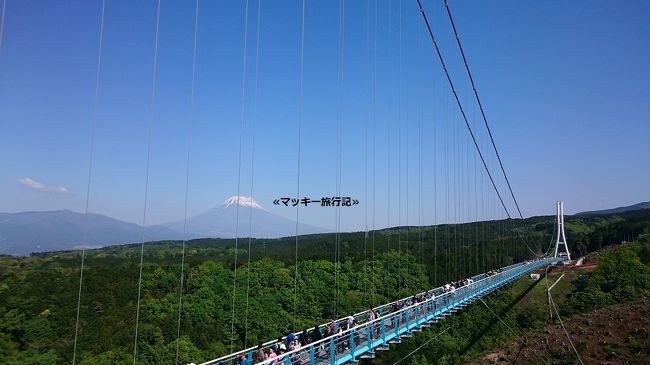 河口湖周辺から車で約1時間半。<br />ＧＷの自宅周辺は多くの観光客で賑わい、渋滞が酷いので、今回は静岡県の三島周辺へ夫と2人でドライブに出かけました♪<br /><br />三島スカイウォーク（観光）→三島大社（観光）→柿田川公園（観光/清水町）→魚河岸丸天 卸団地店（昼食）→韮山反射炉（観光/伊豆の国市）→伊豆村の駅（買い物・休憩）