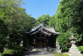 2015秋、信長所縁の日置神社(2/2)：稲荷社、狐像、日置神社本殿、力石、保存樹、手水舎