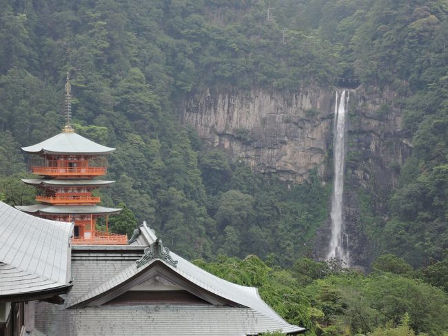 いつかは行きたいと思っていた世界遺産の熊野古道や高野山。<br />２泊３日のツアーを見つけて参加することに。<br /><br />２日目は曇り空でしたが歩くにはちょうど良い天気。<br />４０年ぶりに那智の大滝を訪れ、熊野古道をちょっとだけ歩き、<br />那智大社や熊野本宮等々、神社やお寺を参拝しました。<br /><br />どこへ行くにも階段、階段・・・・。<br />たぶん１日で１０００段以上の階段を上り下りしたのでは<br />ないでしょうか・・・。<br /><br />那智・熊野を訪れようとお考えの方は、若い時に行ったほうが<br />良いですよ・・・（私はギリギリでした・・・。）<br />