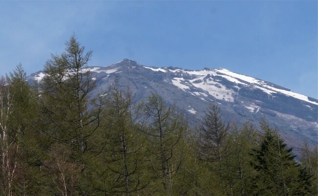 世界遺産に登録されたから と言う訳ではありませんが、<br />高齢の母に富士山の美しい景色を見てもらいたくて 計画した1泊旅行。<br />近くから 冠雪した富士山の姿を思う存分眺めてもらうつもりだったのに・・・<br />肝心の富士山は 晴れているのに雲がかかって見えない・・・。<br />ありゃ～～。それは ないでしょう～～。<br />と、言う事で、どこか見える場所はないか！？と探し回ってしまいましたよ。<br />そんな富士山麓をうろついた２日間です。<br /><br />前半は 初日の<br />忍野八海→富士スバルラインで五合目→精進湖→本栖湖 まで。<br />後半は、宿泊先のホテルから翌日分<br />富士クラシックホテル→富士芝桜まつり→西湖→ふじてんリゾート<br />旅行記は前後半に分けて掲載します。<br />