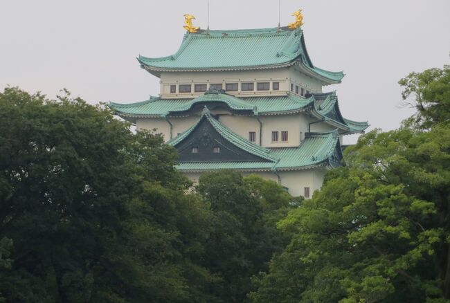 西側方面のお濠の外から眺めた名古屋城の光景です。続いて、外濠の西南角を曲がって、南面のお濠の外からの名古屋城の紹介です。南面は、今はすべて空濠でした。