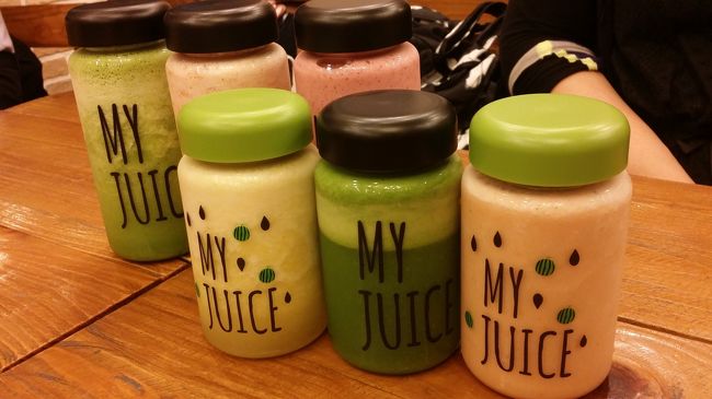 前回の旅行でMY JUICEに行ってから、カスタマイズフルーツジュースがお気に入りになりました。<br />帰ってからももらったMY JUICEのボトルをよく使うようになり、また飲みたいなぁと…。<br /><br />そんな感じで何気に決めた3泊4日のグルメ旅行です。<br />今回もたくさん食べました！<br /><br />仕事の都合上、妹が 6/19〜6/21 の三日間、イトコが 6/20〜6/22 の三日間、<br />私は通して四日間滞在しました。<br /><br />こちらの旅行記は 6/19〜6/22 のうち、二日目の旅行記です。