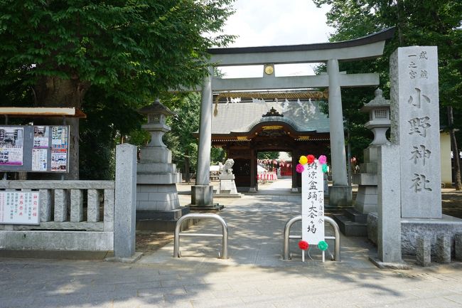 一宮巡りも先月の九州の旅（筑前、筑後、豊前、肥前）で83社を参拝したことになりますが、今回は番外編というかこちらが正式というか・・・<br /><br />「全国一の宮会」編のガイドブックや御朱印帳には、武蔵国の一宮として氷川神社、氷川女体神社が掲載されています。氷川神社は、東京都・埼玉県近辺に約200社ある氷川神社の総本社であり、大いなる宮居として大宮の地名の由来にもなった日本でも指折りの古社で、現在も関東一円の信仰を集め、初詣には多くの参拝客で賑わいます。また氷川神社を「男体社」とし、それに対する「女体社」にあたるのが氷川女体神社です。<br /><br />ところが、南北朝時代に成立した『神道集』の記載には武蔵国の『一宮は小野大明神』という記載が見られ、また武蔵国の総社である「大國魂神社」でも一之宮小野神社、二之宮小河神社(現・二宮神社)、三之宮氷川神社、四之宮秩父神社、五之宮金鑚神社、六之宮杉山神社として祀られています。<br />戦国時代にかけての度重なる戦火と多摩川の氾濫で、小野神社が衰退していき、大宮氷川神社が武蔵国一之宮とされるようになったと推測されます。<br />今回はそのもう1つのというか元祖の武蔵国の一宮「小野神社」に参拝することとしました。同時に甲州街道沿いの古社を巡る旅（ドライブ）です。<br /><br /><br />