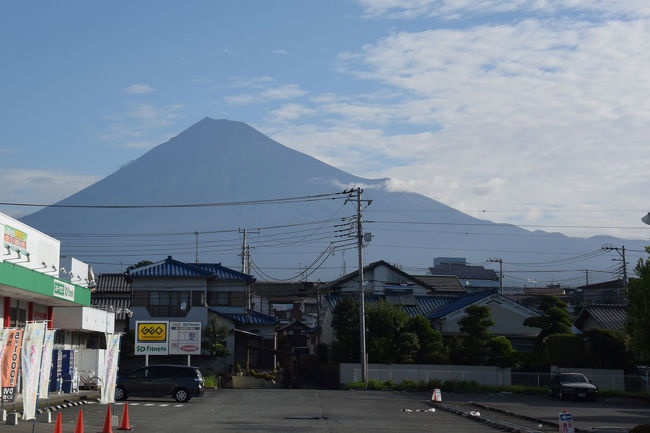 毎朝雨が降っていなければ、決まったコースを散歩しています。<br />足の調子が良く無かった頃は、悪いながらも調子が良い時は上り坂を主体に。そして調子が悪い時は逆コースにして下り坂主体に歩きました。<br />その足も整形外科の先生に調子が良ければ通院もいらない(＝薬も飲まなくても良い)と言われて約半年の通院が終了しました。<br />元々腰が悪いので完治したわけではありませんが、１段階が終わったと言う事でホッとしています。<br />前置きが長くなりましたが、この日は富士山が綺麗に見えました。そこで散歩のコースを変えて富士山を見ながら歩きました。コースを変えるのは、毎日の事なので、飽きるのを防止する役目もあります。<br />この日の散歩は約1時間強・約11,000歩・約6.8Kmでした。<br /><br />★富士市役所のHPです。<br />http://www.city.fuji.shizuoka.jp/<br /><br />★富士急静岡バスのHPです。<br />http://www.shizuokabus.co.jp/<br /><br />★鯛屋旅館のHPです。<br />http://www.fuji-taiyaryokan.jp/<br /><br />★東海道・吉原宿のHPです。<br />http://www.yoshiwara.net/news/index.html<br /><br />★吉商本舗のHPです。<br />http://www.yoshiwara.net/npo/honpo/<br /><br />★富士コミュニティエフエム放送・ラジオエフ のHPです。<br />http://fujicom-int.com/link/radiof.html<br /><br />★岳南電車のHPです。<br />http://www.fujikyu.co.jp/gakunan/home.html