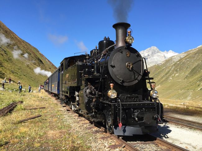 蒸気機関車に乗ってみたいという夢が実現！<br />氷河特急の旧線を走るフルカ山岳蒸気鉄道に乗ってきました。<br />