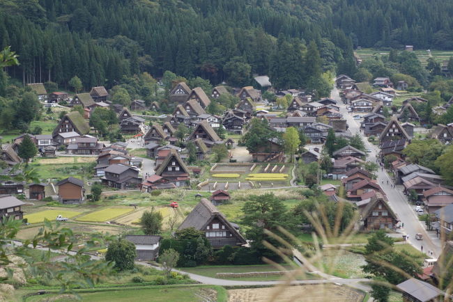 9月に石川県側から白山白川郷ホワイトロードをドライブして白川郷へ行って来ました。<br />紅葉前ですが、緑が綺麗でした(^^)