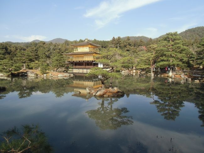 思いのほか 日曜休みが巡ってきたので、　<br />京都の人気スポットの鹿苑寺（金閣寺）へ。<br />本来なら 先ず 相国寺を拝観した上で、金閣や銀閣に行きたかったのだが、<br />相国寺の特別拝観（法堂の鳴き龍など）が 12月15日限りで終了していた。<br />「金閣寺は、 行っておきたい場所の上位候補である。」<br />「現地が混んでいても、今回は、長居する時間がある。」<br />「日曜とはいえ、12月中旬なら 混み具合が緩いかもしれない。」<br />・・・ということで 今回の訪問先は金閣寺に。