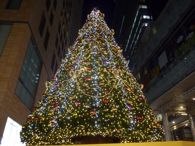 汐留エリアは毎年、クリスマスシーズンを迎えるとクリスマスイベントが行われていて<br />イルミネーションやクリスマスツリーが飾られ賑わいある集いの場所となっています。<br />日本テレビ前の広場には大きなクリスマスツリーが飾られイベントが実施されています。