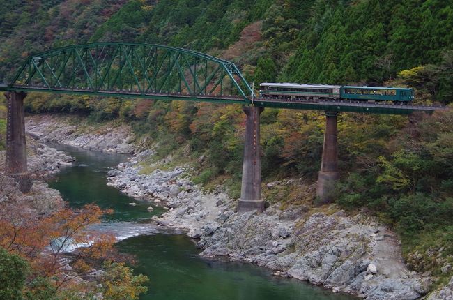 2016年11月27日にラストランとなる「絶景！土讃線秘境トロッコ」に乗って晩秋の大歩危へ。トロッコ列車は琴平駅から大歩危駅まで約2時間かけてのんびりと走ります。途中、秘境駅の坪尻駅に停車し特急列車を見送り。吉野川に架かる鉄橋を渡るトロッコからの眺めはまさに絶景。終点の大歩危駅で下車し小歩危駅までハイキング。撮り鉄、温泉、そして居酒屋ありの日帰り旅行となりました。<br />土讃線トロッコ列車の運行は終了することになりましたが、2017年4月からは「四国まんなか千年ものがたり」が多度津駅・琴平駅・大歩危駅間を走る予定です。今から楽しみです。<br /><br />【旅程】<br />・2016年11月23日（祝）<br />岡山駅7：55（瀬戸大橋線ほか）8：34坂出駅8：49（予讃線）9：03多度津駅9：10（土讃線）9：23琴平駅9：59（土讃線・秘境トロッコ）12：02大歩危駅（徒歩・約7Km）小歩危駅15：50（土讃線）17：20琴平駅17：25（土讃線・予讃線）17：48丸亀駅19：33（瀬戸大橋線ほか・特急しおかぜ）20：11岡山駅<br />