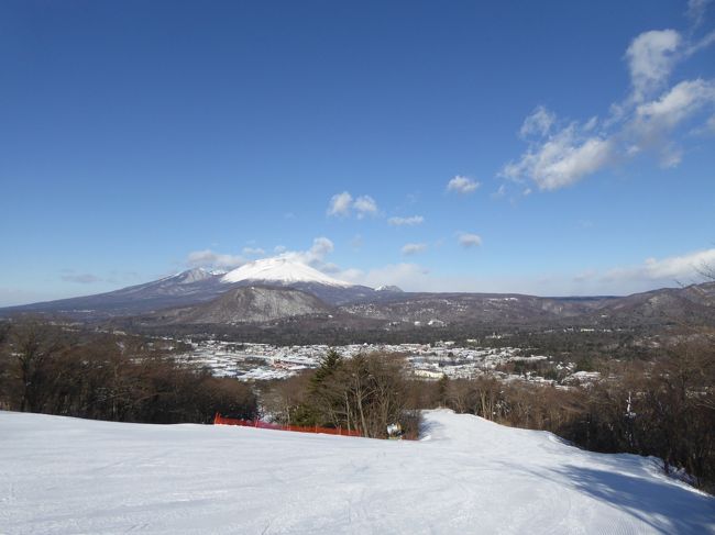 1月10日-14日の4泊5日、軽井沢へ行きました♪<br />愛犬と一緒に優雅に過ごせました♪<br />スキー/スノボ・ショッピング・グルメ・温泉をたっぷりと楽しんできました♪<br /><br />☆Ｖｏｌ４：第２日目（１月１１日）軽井沢♪<br />プリンスホテルドッグコテージで気持ちよく目覚め♪<br />愛犬と一緒に朝食をゆったりと頂く。<br />そしてコテージ周囲に愛犬と一緒に遊ぶ。<br />午前中はスキー場で優雅にスキーを楽しむ。<br />人はいなく、気持ちよく滑る。<br />好天に恵まれ、<br />雪景色の浅間山が美しい。<br />ゆったりと眺めて♪