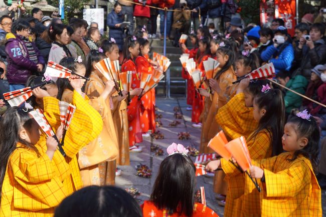 チャッキラコは、毎年、小正月というのだそうですが、1月15日に行われるお正月明けの行事。大漁祈願の祝いの踊りであり、ユネスコ無形文化遺産にも登録されています。<br />ただ、正直、規模は小さくて、三崎の地域限定のお祭り。20人くらいの小さな女の子の集団が主役となって。海南神社ほか、町内の何か所かを巡り、それぞれの会場で踊りを披露します。<br /><br />踊りは、ハツイセ、チャッキラコ、二本舞い、よささ節、鎌倉節、伊勢参りの六種類。それぞれ特徴があるといえばあるのですが、気が付かなければ、同じ踊りが続いていると見えなくもない。テンポも振り付けもそこまで目立った違いはないかもしれません。<br />踊り手は、チャッキラコという道具や扇などを使って、ちょっとはにかみながら。かわいらしく踊ります。