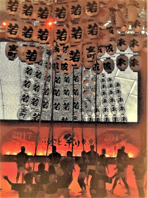 秋田竿灯まつり絵画額入り