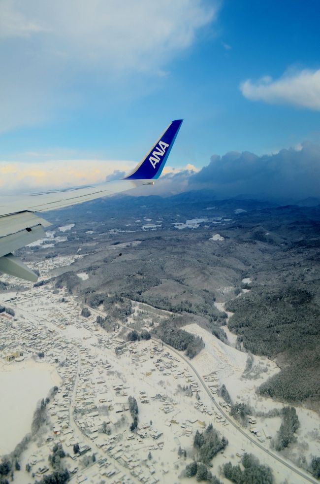 その旅は一通のメールから始まりました。<br />2016年12月某日、ANAさんから『LINE ANA公式アカウントANA国内線往復キャンペーン』に当選し無料航空券が当たったとご連絡を頂戴し舞い上がる私。<br />いやー、こうゆうのって当たる人が実際にいるとは思いませんでした。今まで色々と応募して、ダイレクトメールだらけになった我がメールフォルダもこれで浮かばれる事でしょう(笑)<br /><br />しかしキャンペーン航空券の搭乗可能期間が短く1月23日から2月28日まで。<br />2月は里帰りを兼ねた旅行に出るので今更追加で休み下さいなんて会社に言えない。1月の休み申請期間は既に夫婦共々締め切られている…。<br />無理矢理1月23日と24日を休みに調整して何とか出発に漕ぎ着ける事ができました。<br /><br />ちなみに目的地を選ぶ際、いつものワイフの「どこでも良いよ」と言う実際にはどこでも良くないお言葉を授かりました。<br />取り敢えず「ご飯がおいしい」と「温泉がある」と言う追加条件を拝命した結果、秋田に。先日の旅行記でも書いた、秋田料理を食べに行った事も少なからず影響あり(笑)<br />しかも長年気になっていた乳頭温泉『鶴の湯』も間近なのに予約できたので決定。<br /><br />方々の皆様からアドバイスを頂戴し、ほなごったら秋田旅行さ出発すべ!