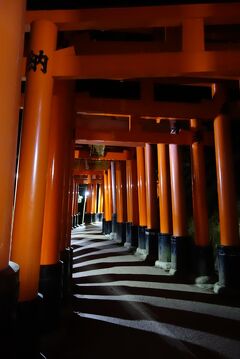 20170424-2 京都 夜の散歩は、伏見稲荷大社の千本鳥居、と四ツ辻からの夜景
