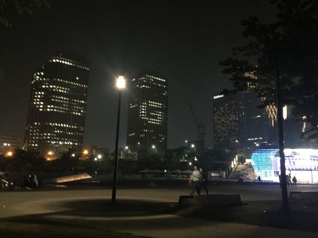  汝矣島漢江公園では夜景を楽しみながらインスタントラーメンをミニストップで作り、おでんやキムチや、温泉卵、レジャーシートを買ってカップルがデートをしてました。公園もライトアップされて近くには汝矣島公園もあり、夜風にあたりながら、楽しく散歩出来ます。<br />