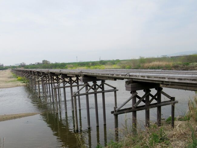 京都旅行のまず初めに向かったのは流れ橋(上津屋橋)へ。<br />近鉄木津川駅から歩きました。<br />バスで岩清水駅へ向かい、岩清水八幡へ。<br />岩清水八幡は山の上にあるため歩いて登りました。<br />伏見城も山の上にあるため伏見桃山駅から歩きました。<br />観光客ははひとりもいません。<br />伏見稲荷は観光客でいっぱいの人、そのほとんどが外国人です。<br />○１日目　新京極、錦、先斗町、高瀬川沿いを歩く<br />○２日目　鴨川沿い、白川祇園、花見小路、八坂神社、上津屋橋(流れ橋)、<br />　石清水八幡宮、伏見城、伏見稲荷を歩く<br />　３日目　白川祇園、花見小路、祇園甲部歌舞練場、建仁寺、八坂の塔、<br />　二年坂、高台寺、嵐山渡月橋、天竜寺、竹林、常寂光寺、二条城を行く<br />　４日目　平安神宮、永観堂禅林時、南禅寺、醍醐寺、再び南禅寺<br />　５日目　東福寺、龍安寺、仁和寺、妙心寺、祇園甲部歌舞練場<br />　６日目　下鴨神社、神戸<br />　７日目　京都植物園、上賀茂神社、大田神社、相国寺、本能寺<br />