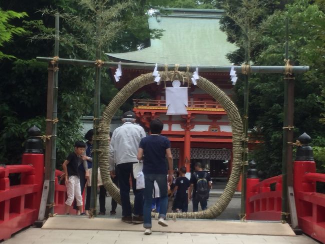 大宮にある武蔵一宮氷川神社の「茅の輪くぐり」の神事に行ってきました。<br />祭日:6月30日(毎年、6月の最後の日)<br />2017年は、６月24日より7月2日まで、茅の輪と人形納所が設けられています。<br /><br />「夏越の祓い・なごしのはらい」とは、<br />半年間の罪穢を祓い、これから暑い夏を迎えるにあたって種々の災厄を除く為の神事です。<br /><br />「茅の輪・ちのわ」をくぐると、この年は疫病にかからないと言われています。くぐる作法が有ります。(ネットで調べてくださいね。)<br /><br />「人形・ひとがた」の紙に、氏名を書き、息を吹きかけ、身を撫でて、罪穢をこのひとがたに移して納めます。<br /><br />お勧めの行き方<br />大宮駅→ 一ノ宮通りを抜け、氷川参道に入り、二の鳥居を通って神社まで。<br /><br />さいたま新都心駅→ コクーンシティを抜け、一の鳥居(参道入口)を抜けて氷川参道を歩く。時間はかかりますが、歩くのが好きな方にはお勧めです。参道は十八丁あり、一丁ごとに丁石があります。参道脇には、レストランやカフェが点在しています。<br />一の鳥居近くにイタリアン、ベーグル屋さん、火曜日～金曜日営業の台湾茶房などなど、。<br /><br />「氷川参道平成広場」では、<br />10月15日(日)まで、18:00～21:00まで「夢の力 イルミネーション」が開催中。規模は大きくありませんが、とても綺麗です。<br /><br /><br />