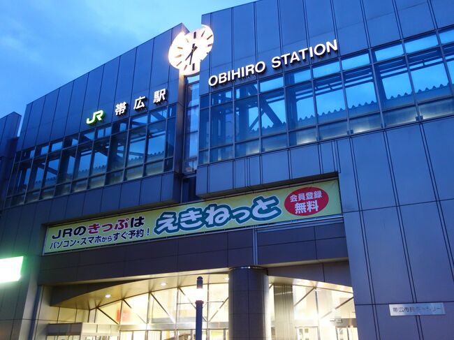 夕食のあと，帯広駅周辺をお散歩しました。
