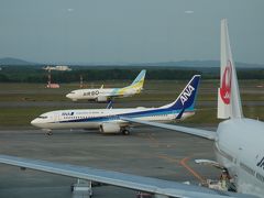 新千歳空港で飛行機の観察。ここは近くで見れるし，たくさん見れる。ファンの聖地です。