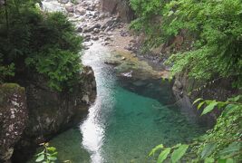   2017梅雨、長野の渓流(1/5)：阿寺渓谷(1)：名古屋からバスで阿寺渓谷へ、犬帰りの淵