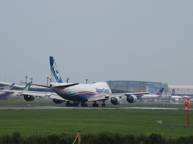 ２０１７年７月１６日、暑い中、成田のさくらの山で飛行機写しです。外気温は３５℃近くで、３０分しか持ちませんでした。息子はそれでもまだ居続けようとしましたが、私も疲れてきて。でも、Ｂ７４７が２機見ることが出来ました。エンジンが４発付いているのは２機だけで、そのほかは、Ｂ７３７やＢ７８７が多かったですね。