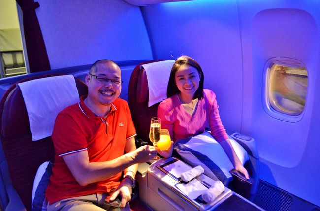 結婚休暇を使って北イタリアへ part 2 - カタール航空ビジネスクラス 成田→ドーハ