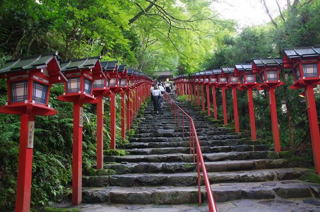 2012年8月に引き続き川床は2回目です、2012年にも貴船ふじやに泊まりました、今年は歯科医をリタイアしたtoroppe夫妻も夜だけ参加してくれることになっています。<br /><br />奥さんのリクエストで折角なので鞍馬から貴船に歩いて行くことにしましたが、湿度が高くて最悪の条件の中歩くことになりました。